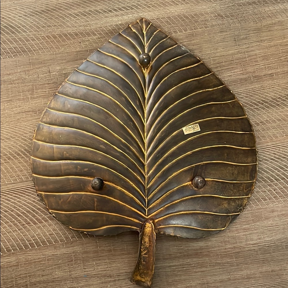 Vintage Large Gatco Brass Leaf Dish Display 17inch